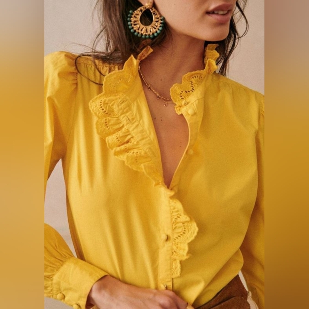 Sezane Chlo Shirt Yellow 32 - Picture 2 of 9
